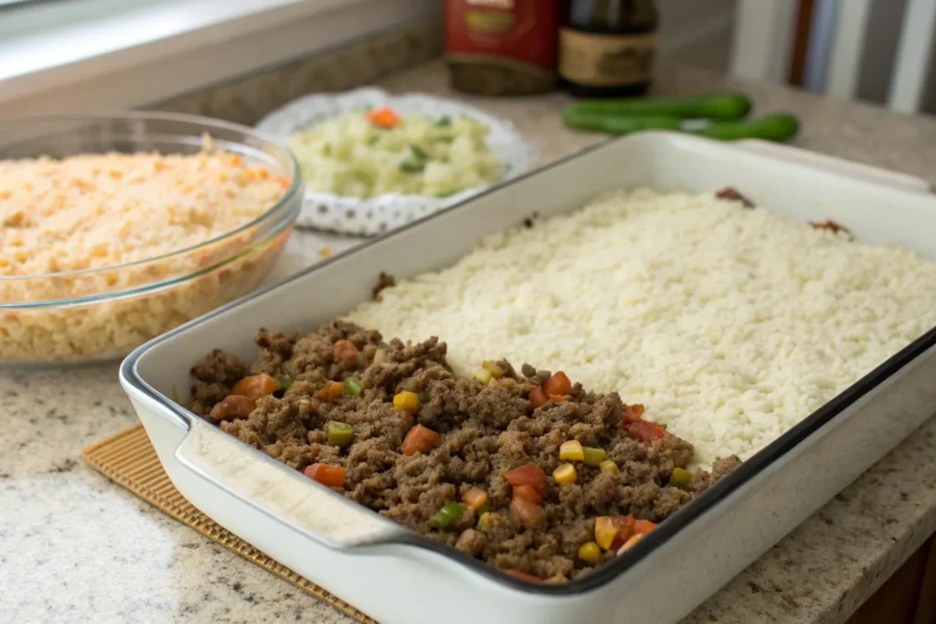 shepherd's pie with ground beef and rice