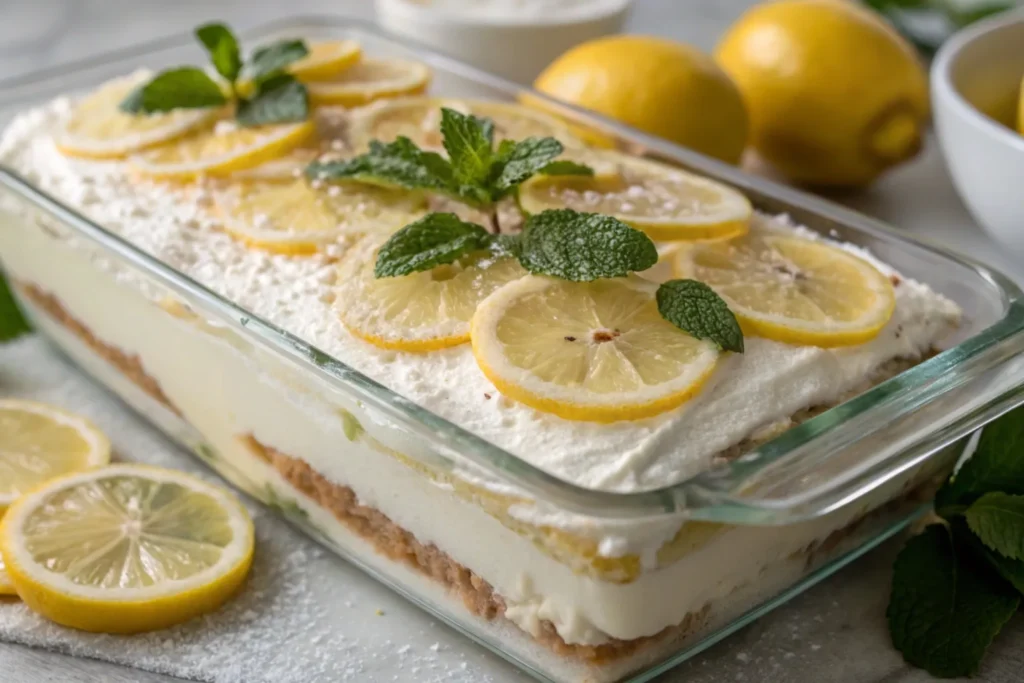 no-bake lemon eclair cake