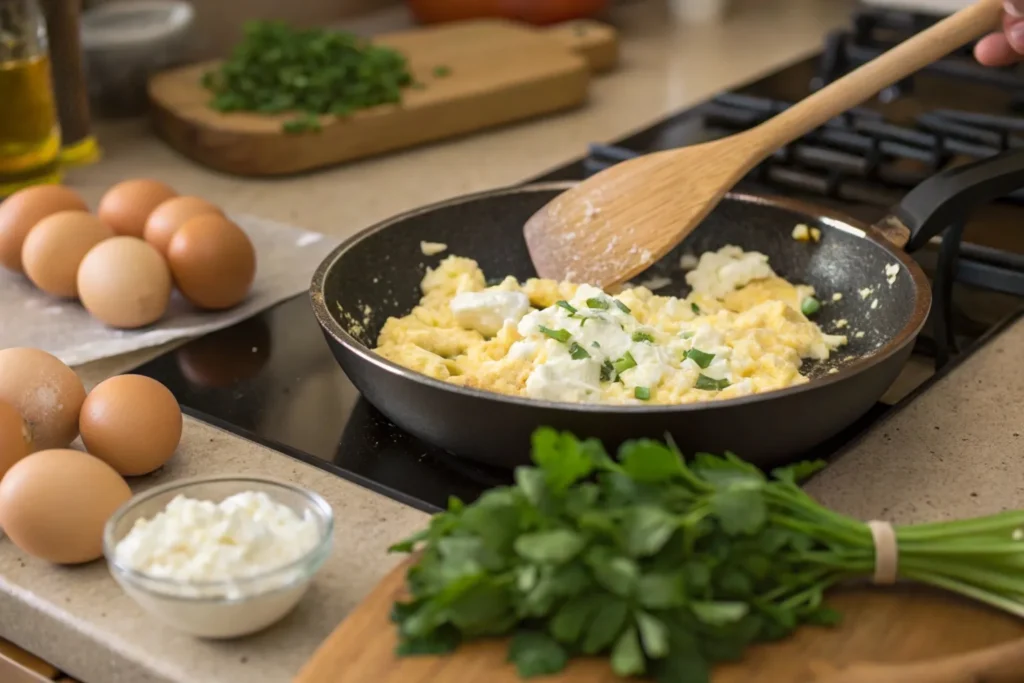 scrambled eggs with cottage cheese