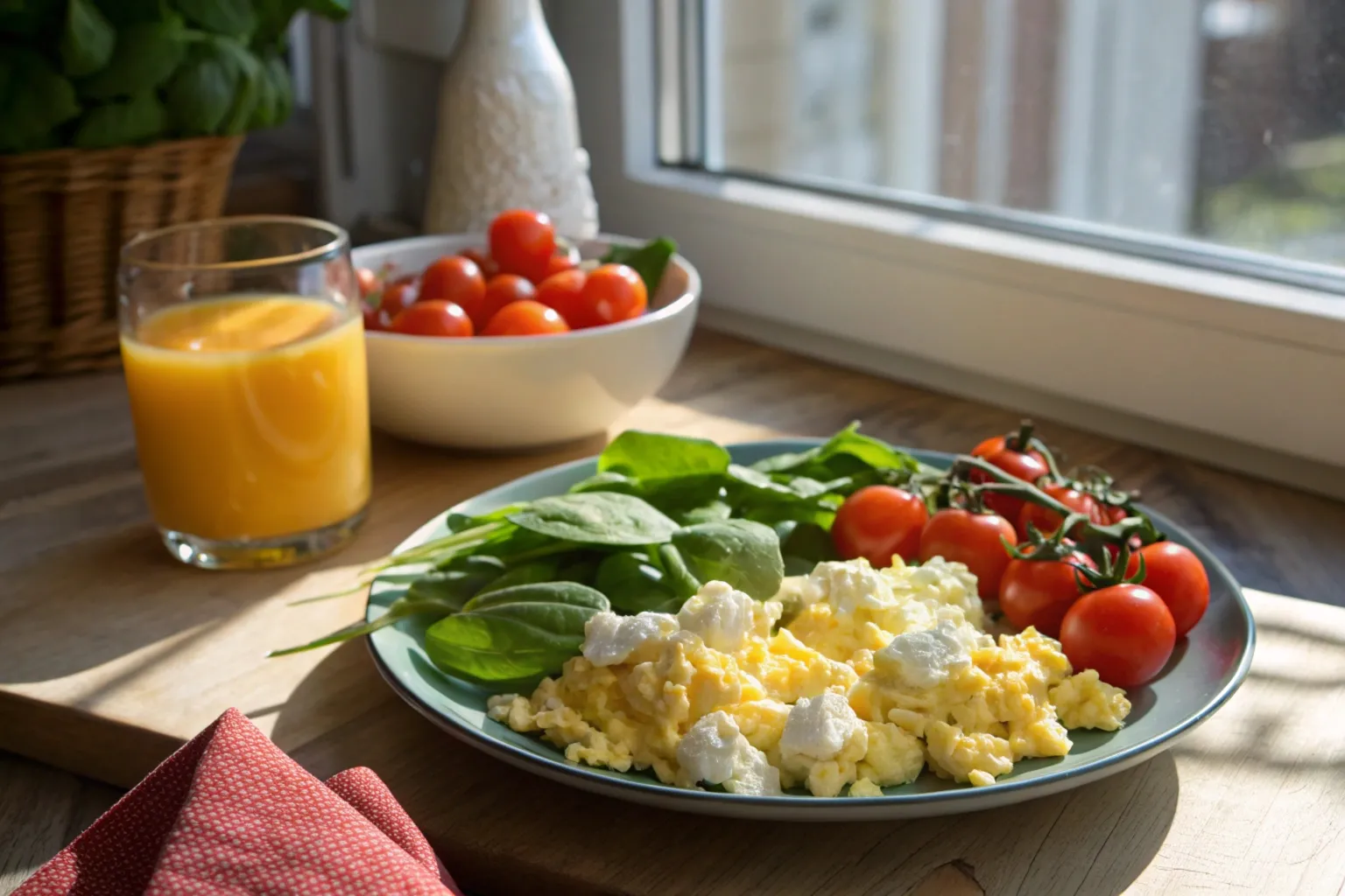 scrambled eggs and cottage cheese