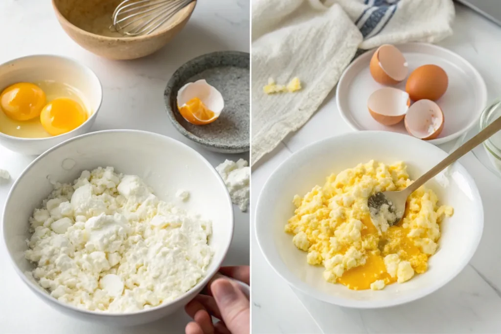 scrambled eggs and cottage cheese